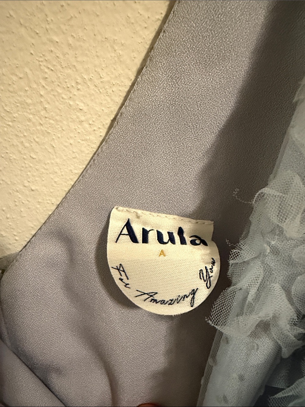 Arula Size A Tiered Lace Tulle Dress in Dusty Blue - Picture 2 of 5